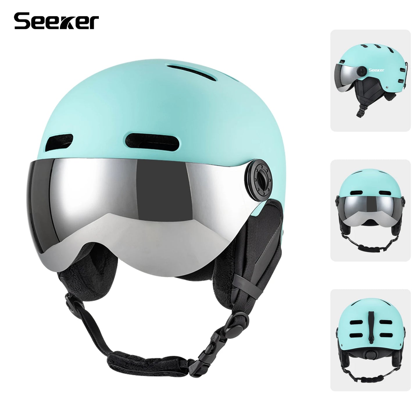 Seeker Ski Helmet Pro Outdoor Breathable EPS ABS Integrated Goggles