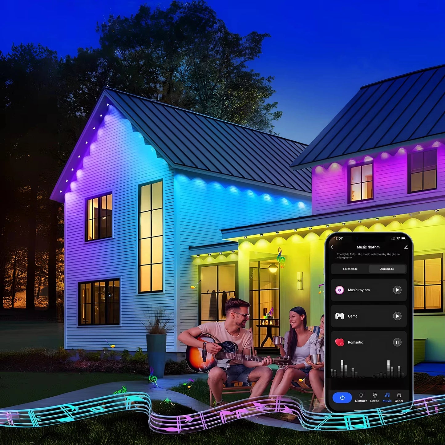 MIMIRGB Outdoor Eaves Light RGBIC Waterproof With App Control