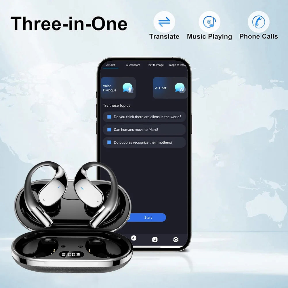 ANENG 3-In-1 AI Translator Earbuds Real-Time Translation 144 Languages