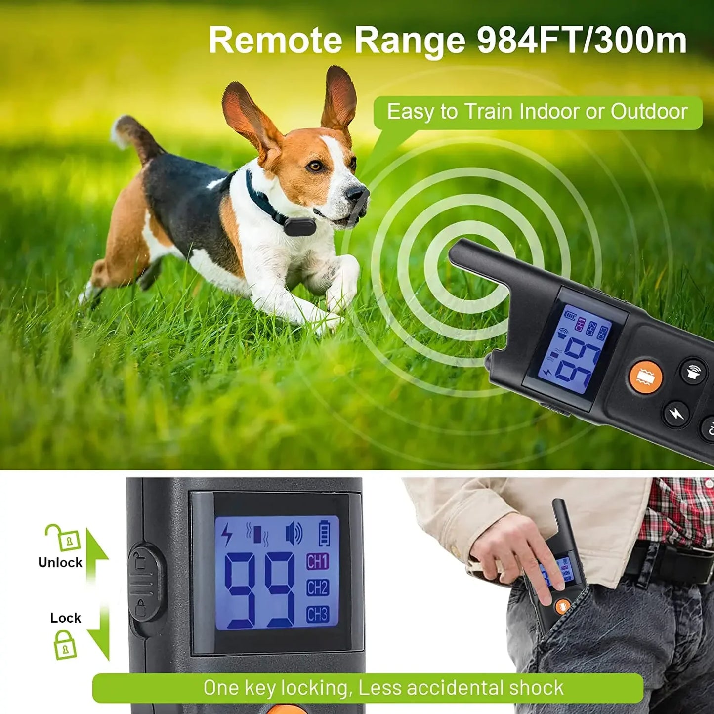 High Concerned Dog Shock Collar Waterproof With Remote Beep Vibration