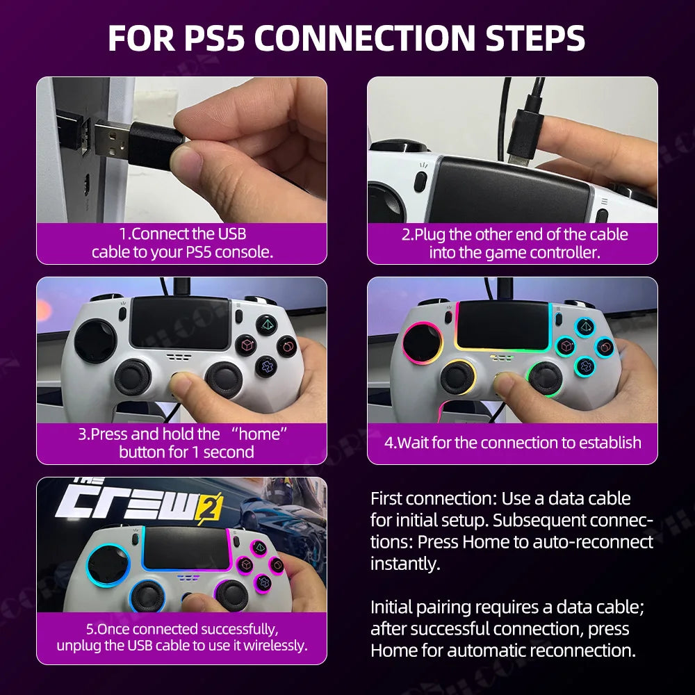 VILCORN RGB Wireless PS5 Gamepad With Turbo Macro Keys