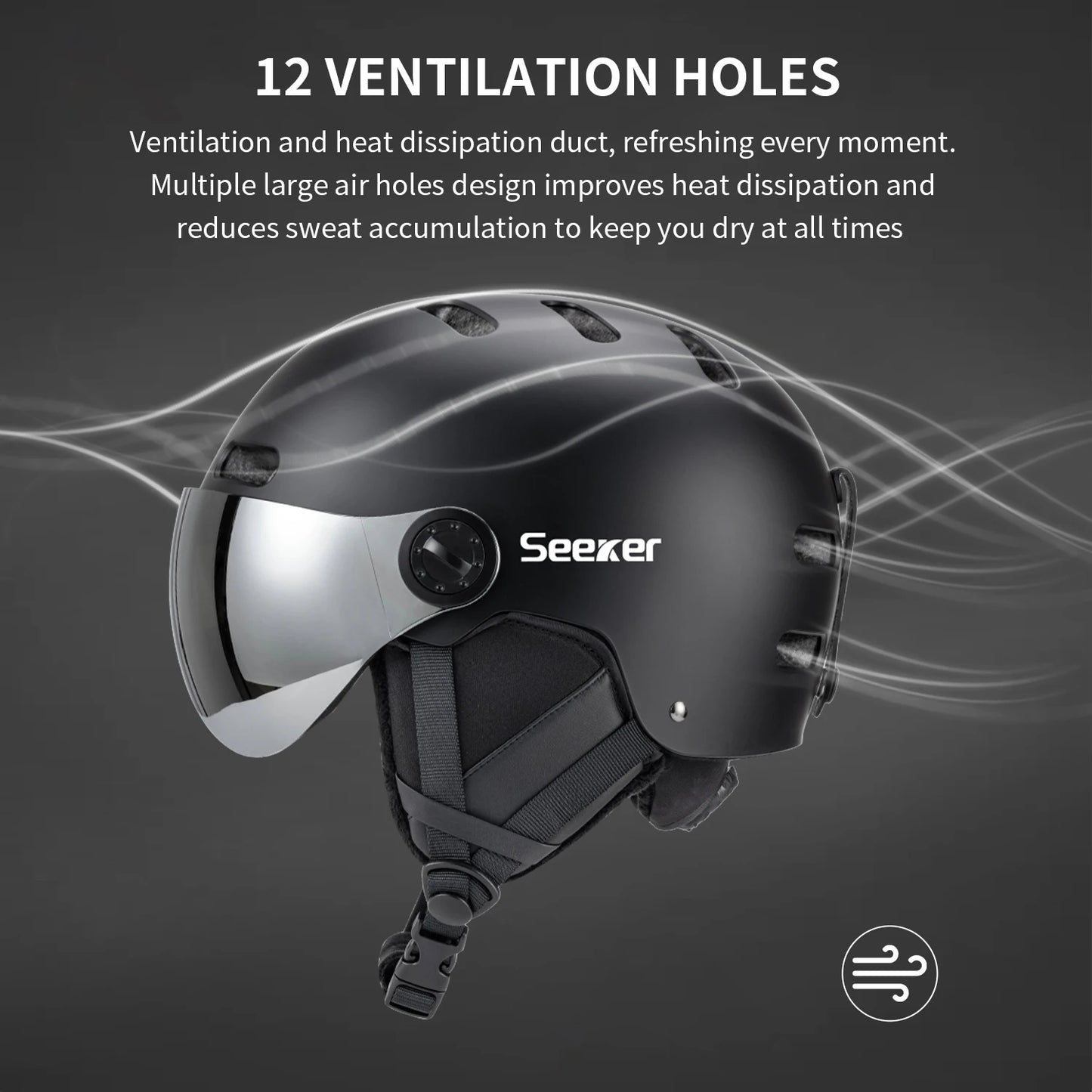 Seeker Ski Helmet Pro Outdoor Breathable EPS ABS Integrated Goggles