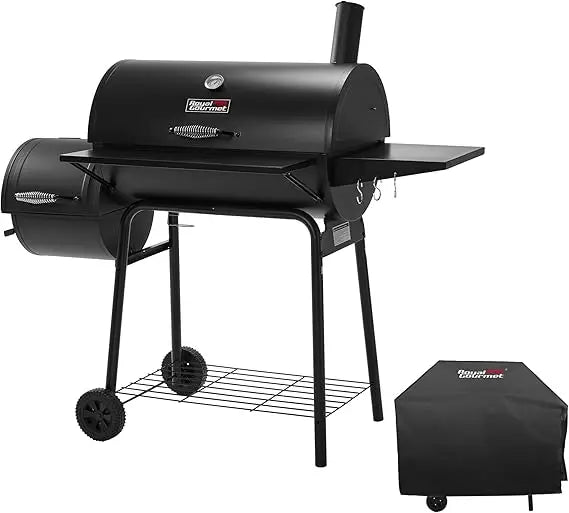 CC1830SC Charcoal Grill Offset Smoker with Cover, 811 Square Inches, Black, Outdoor Camping