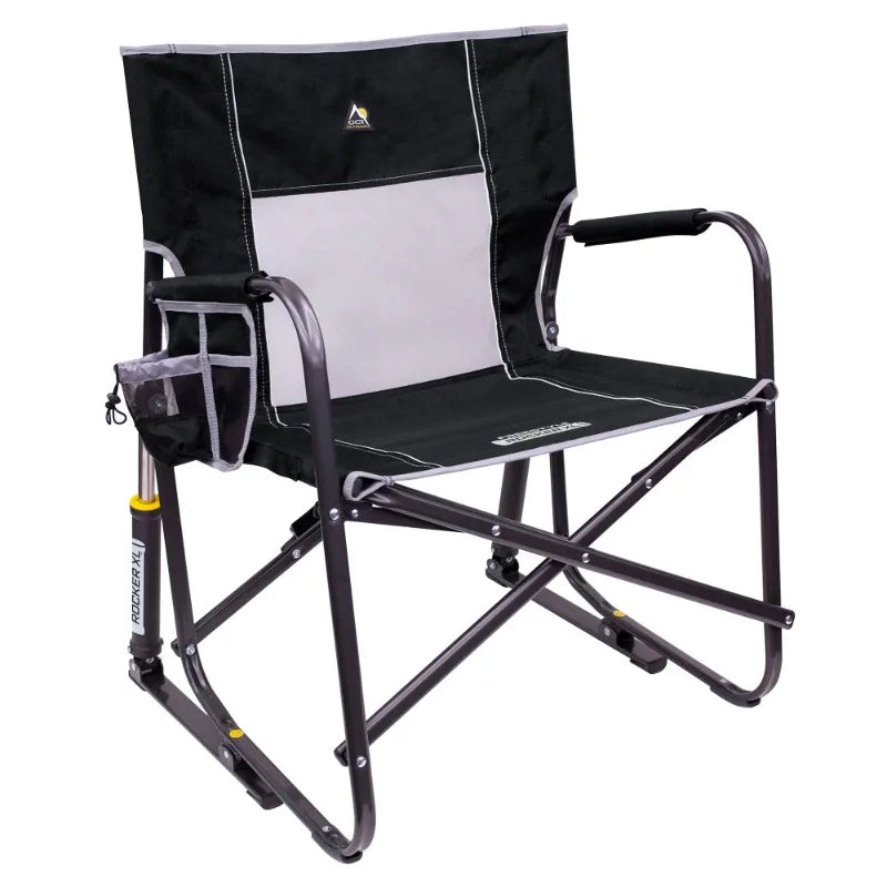 GCI Outdoor Freestyle Rocker XL Heavy Duty Folding Rocking Camping Chair, Black
