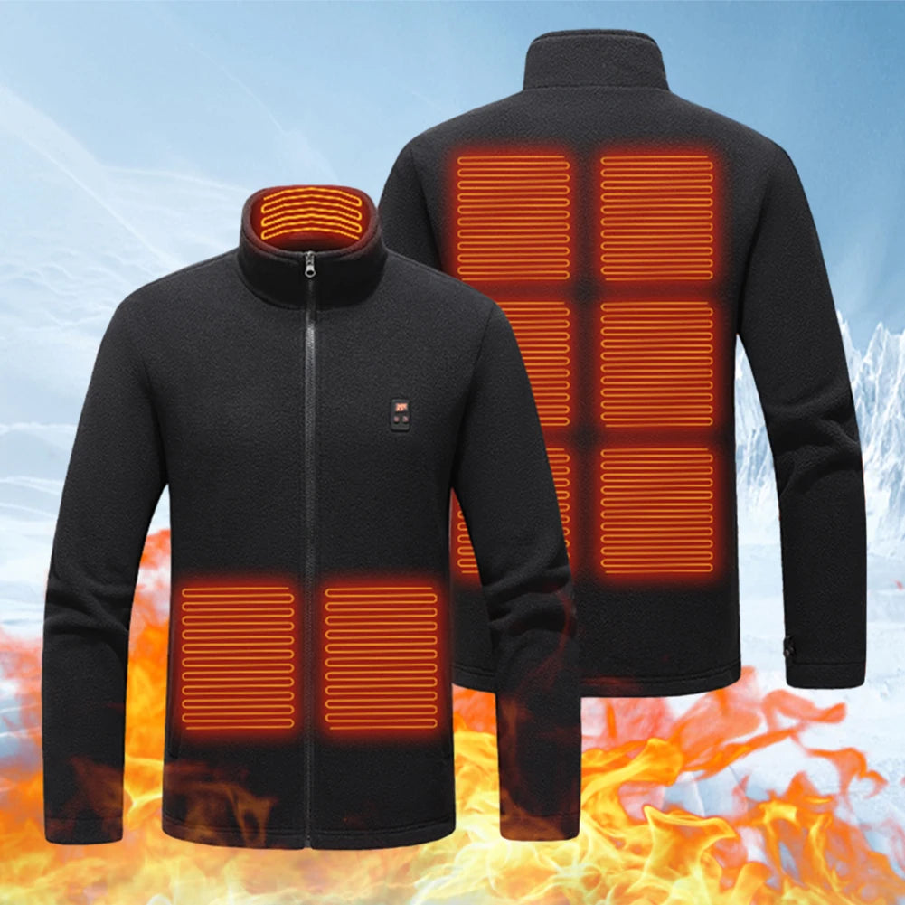 9 Heated Area Heated Jacket USB Charging Heated Zip Up Coat Waterproof Heating Jackets Coat 3 Gear Temperature for Hiking Skiing