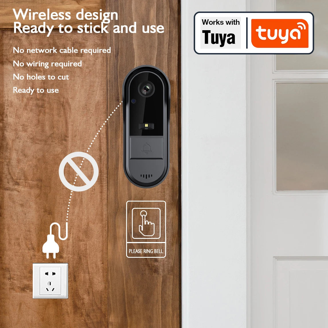 XBIBI Tuya WiFi Doorbell 1080P Two Way Audio Battery Powered