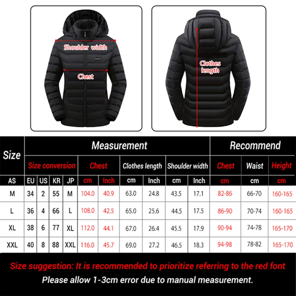 Stylish Winter Heated Coat for Women | 21/15/2 Heating Areas, 4 Switches, 3-Temp Options | Great for City Commute, Ski Trips