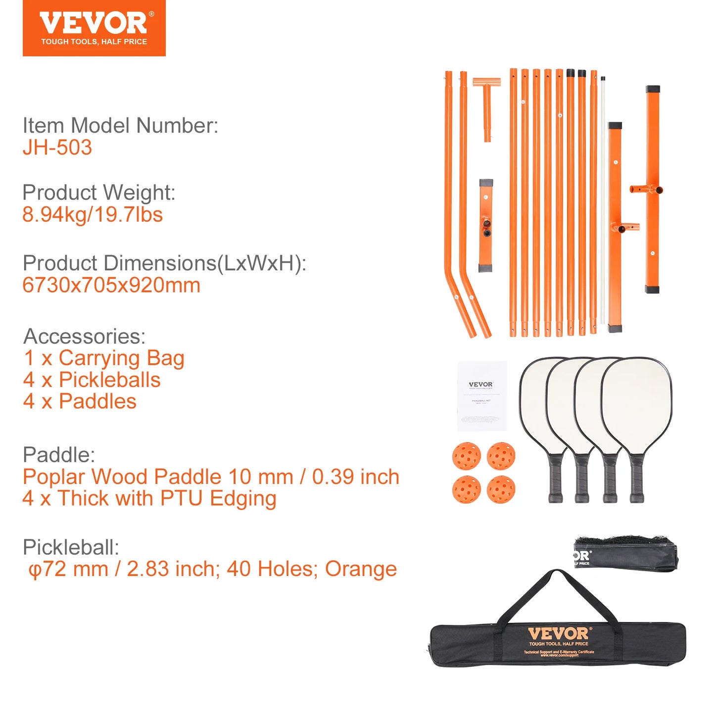 VEVOR Portable Pickleball Net System For Outdoor Courts