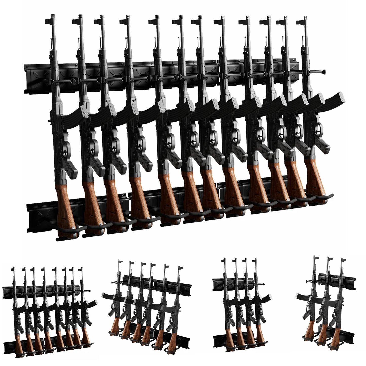 Stainless Steel Wall Mounted Gun Rack Four To Twelve Slots