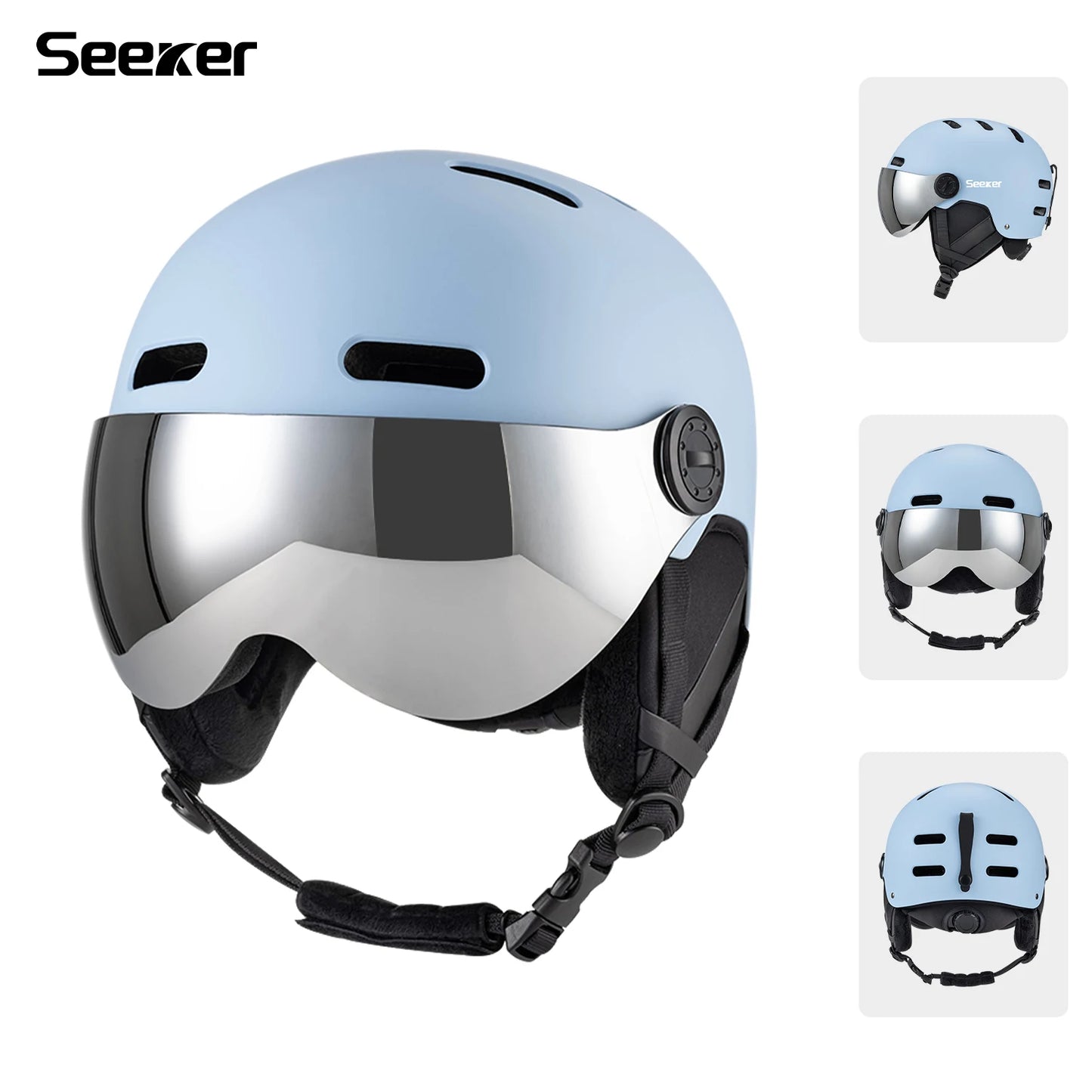 Seeker Ski Helmet Pro Outdoor Breathable EPS ABS Integrated Goggles