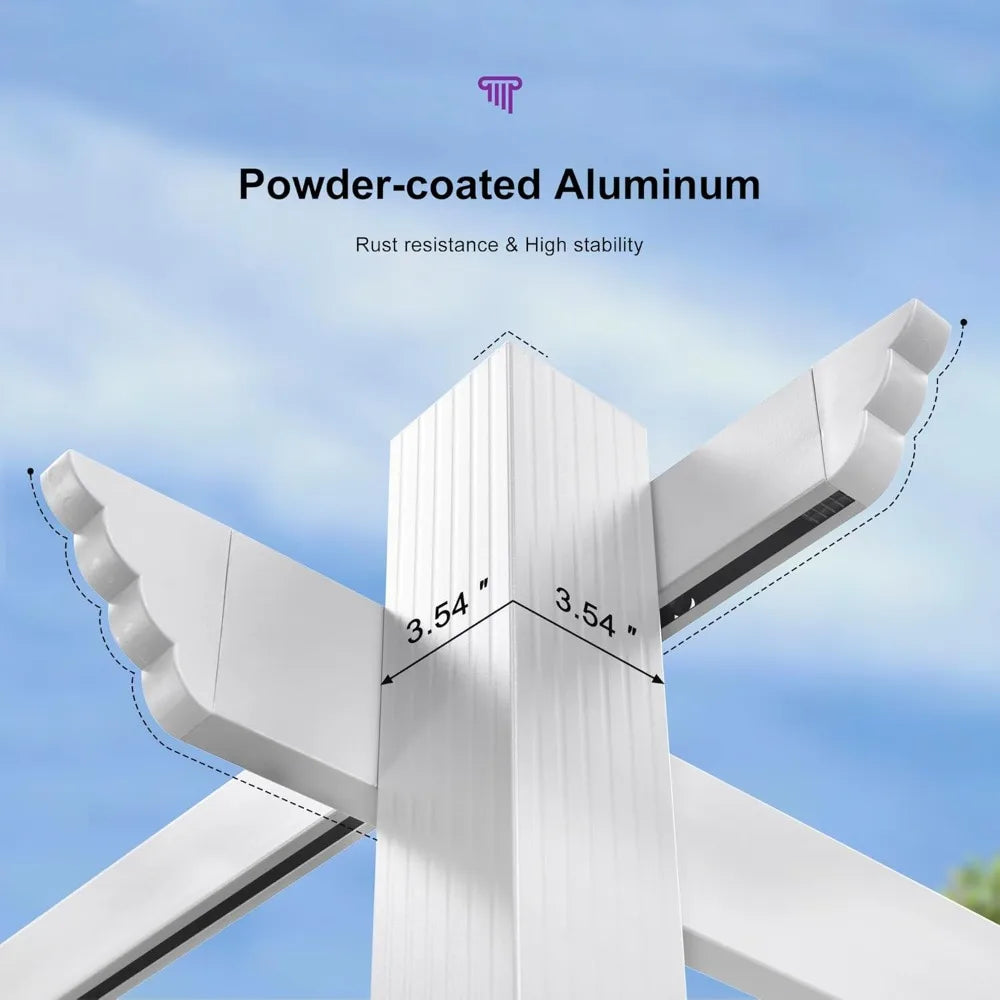 10' x 13' Outdoor Retractable Pergola Heavy-Duty Aluminum White Pergola with Sun Shade Canopy Patio Modern Shelter for Garden Y