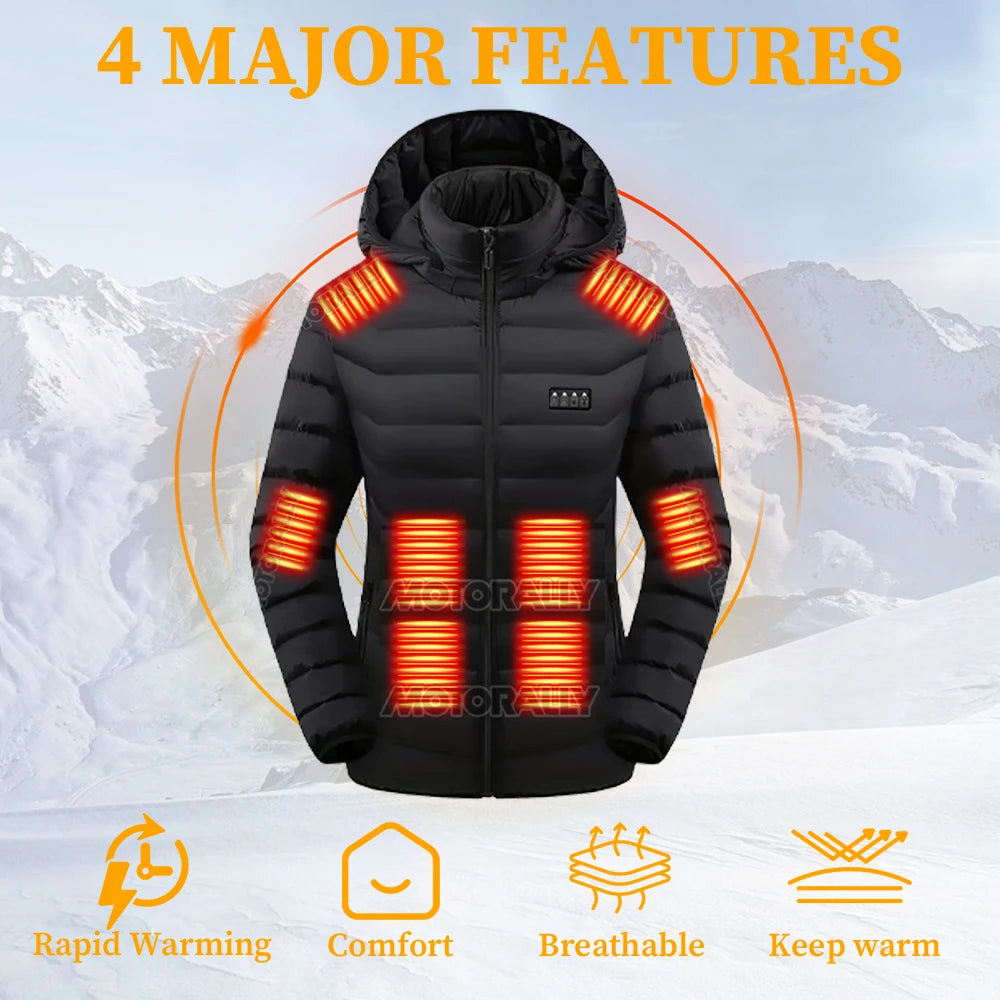 Stylish Winter Heated Coat for Women | 21/15/2 Heating Areas, 4 Switches, 3-Temp Options | Great for City Commute, Ski Trips