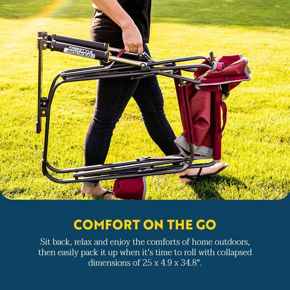 Outdoor Freestyle Rocker Rocking Chair With Beverage Holder