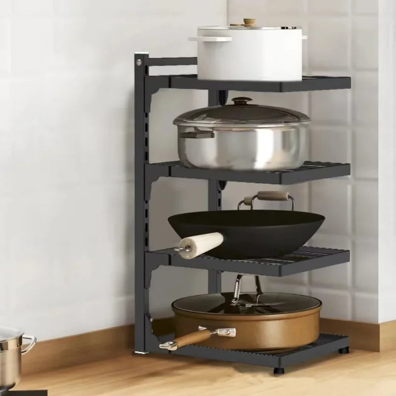 High-Concerned Kitchen Organizer Rack Adjustable Pan Holder For Cabinet