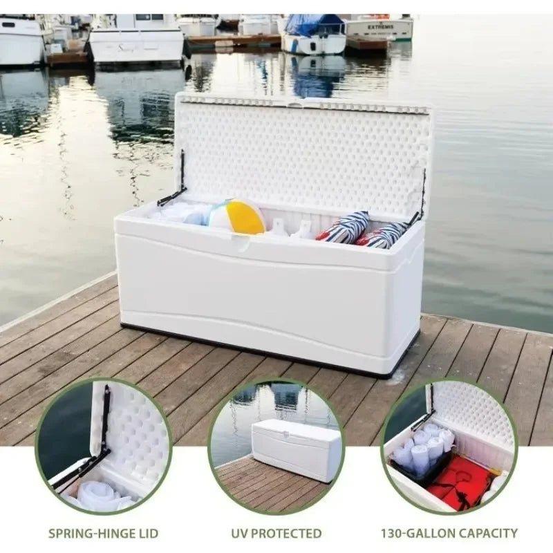 outdoor furniture Hot-Sell!60348 , White Marine Dock, 130 Gallon Deck Box,  White